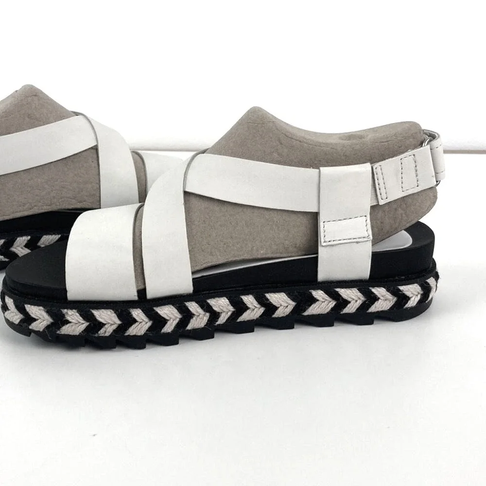 Sorel Sandals 6.5 Black Roaming Criss Cross Platform Espadrille Leather Strappy